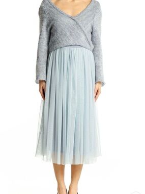 Anthropologie Maeve Pale Blue Sweater Tulle Midi Dress